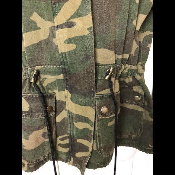 BLANK NYC Brigade Camo Military Jacket Coat Army Olive Green Long Sleeves - Picture 7 of 11